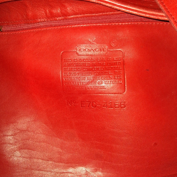 Coach Red Leather Shoulder Bag with Gold Buckle - Picture 5 of 10